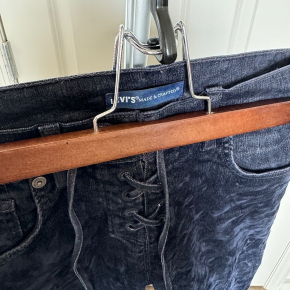 RARE Levi’s Made and Crafted Lace-Up Cigarette Slim Velvet Denim Jeans - Picture 7 of 8